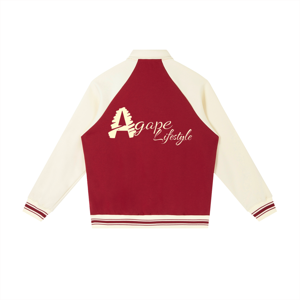 Contrast Raglan Sleeve Baseball Jacket