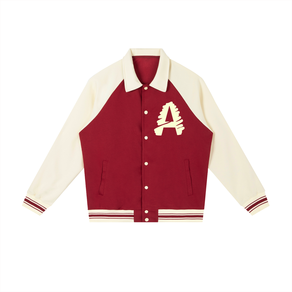 Contrast Raglan Sleeve Baseball Jacket